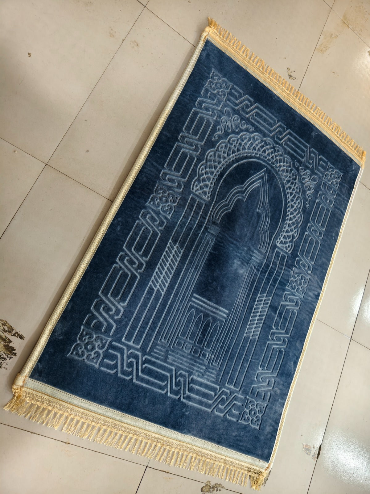 Gebetsteppich- Grau mit Goldrand